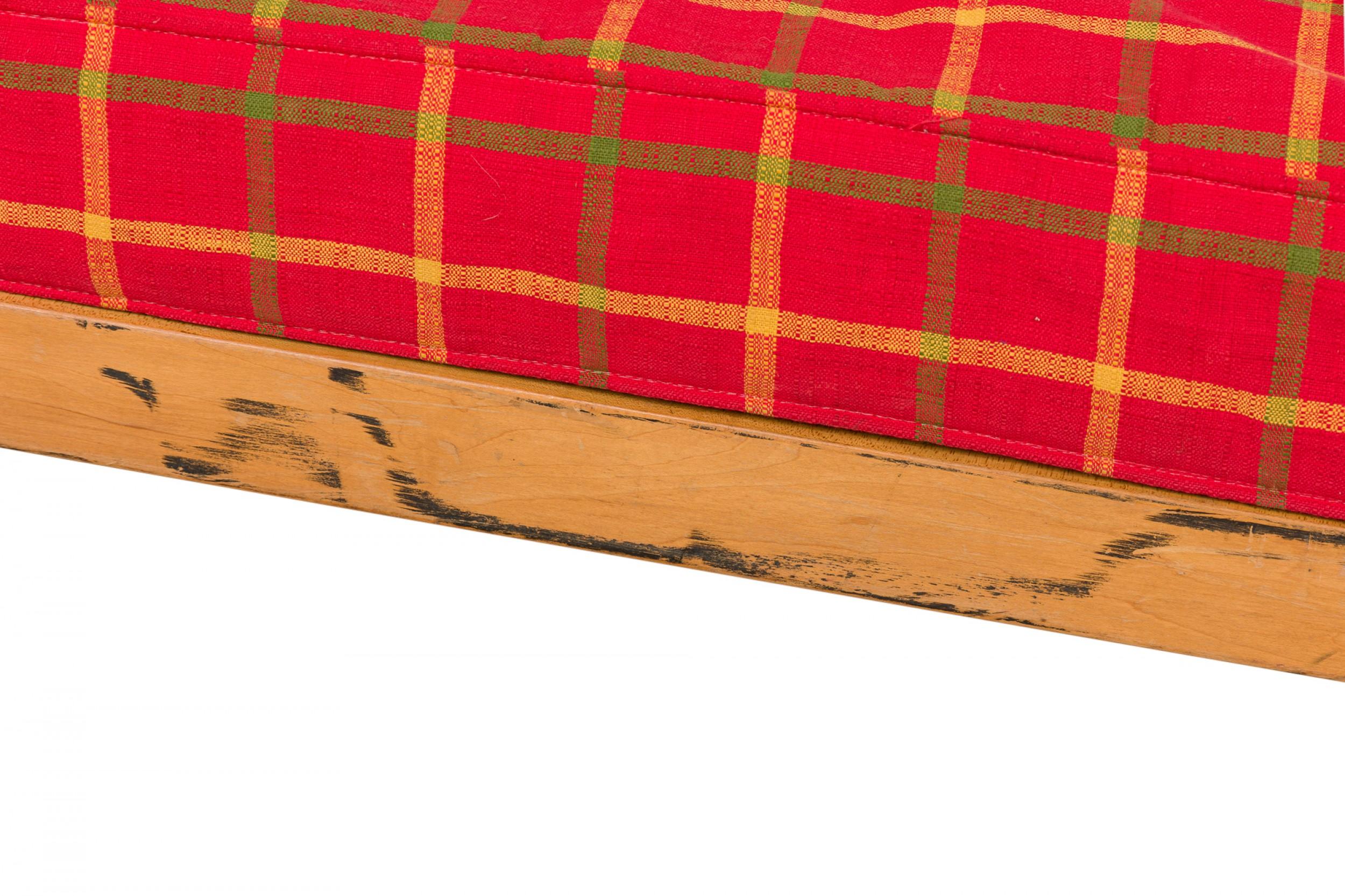 20th Century Knoll Associates Mid-Century American Red Plaid Upholstered Platform Daybed For Sale