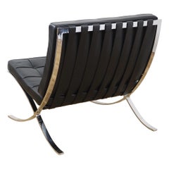 Knoll Barcelona Chair, Ludwig Mies van der Rohe, Black Leather, Chrome Frame