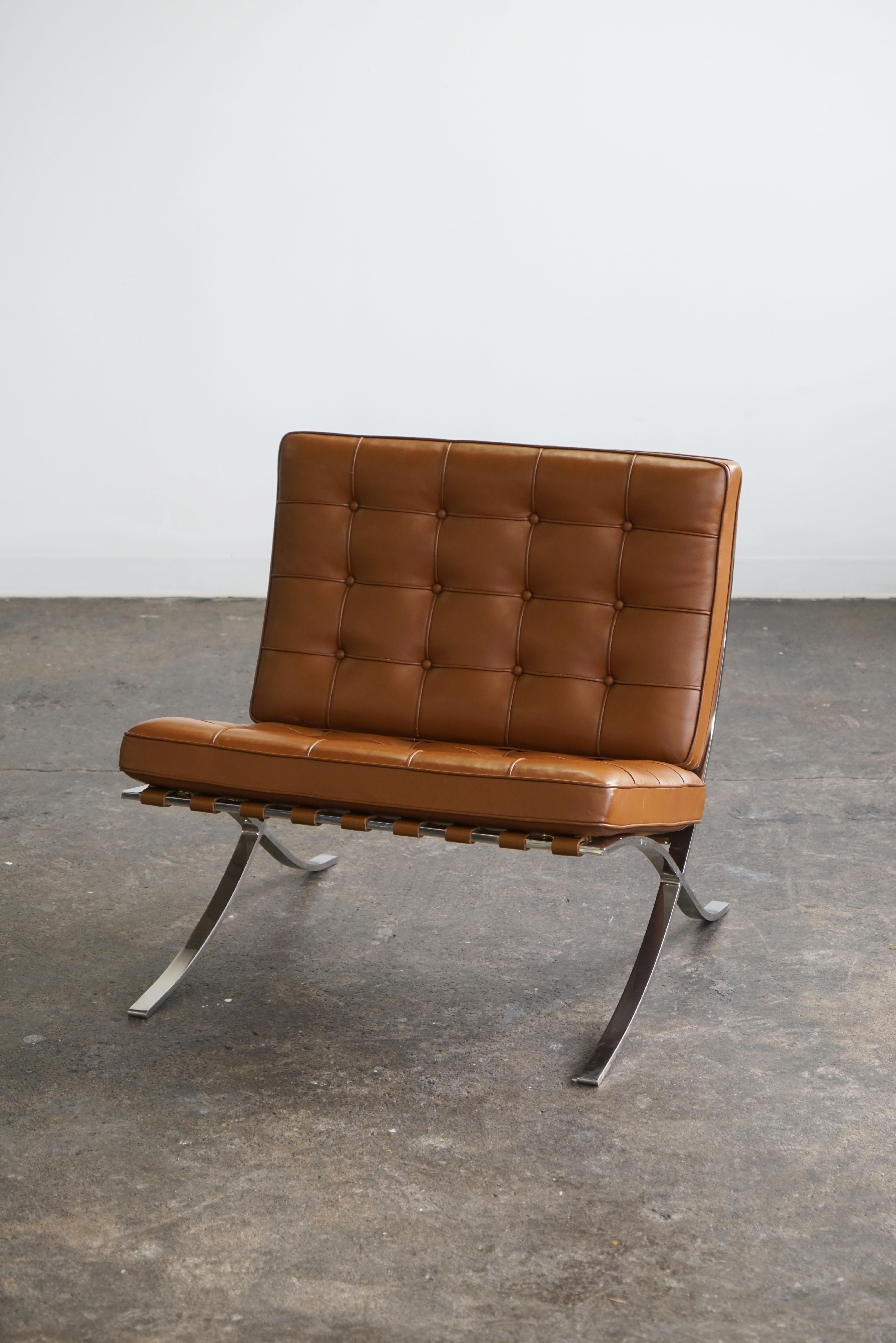 Knoll Barcelona Lounge Chair di Mies van der Rohe, pelle marrone 7