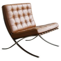 Knoll Barcelona Lounge Chair di Mies van der Rohe, pelle marrone