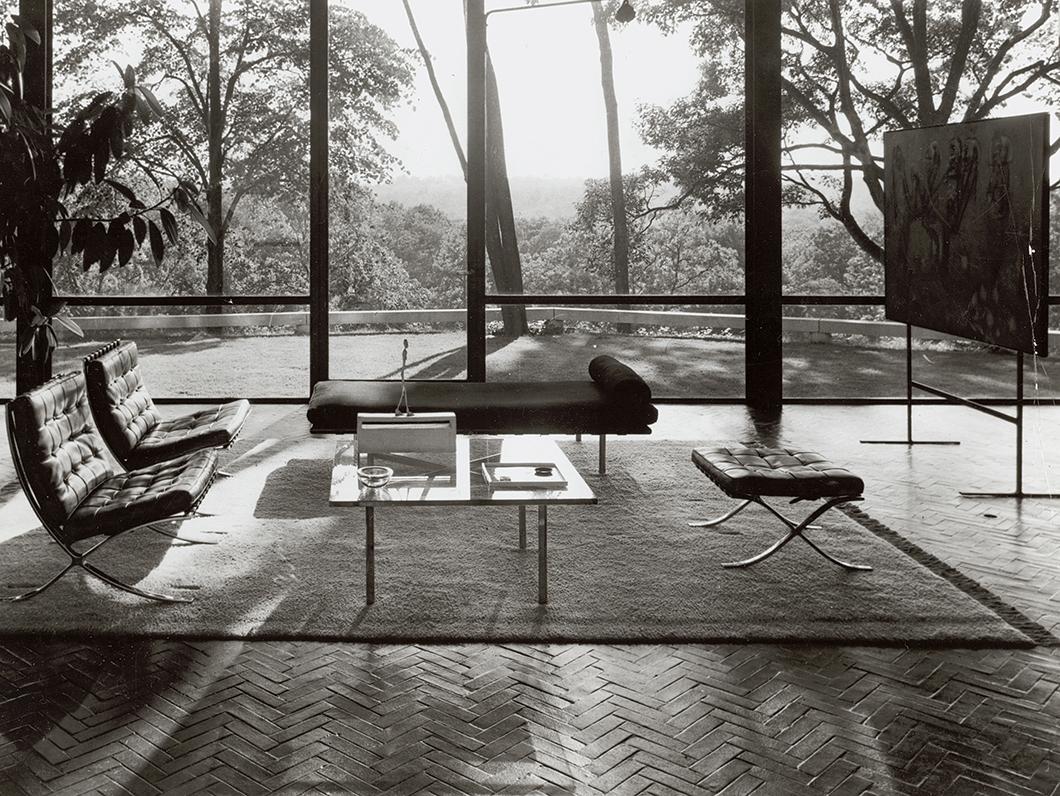 North American Knoll Barcelona Lounge Chair, Camel, Stainless Steel, Mies van der Rohe, 1980s