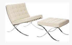 Knoll Barcelona Lounge Chair, Ivory Leather, Mies van der Rohe