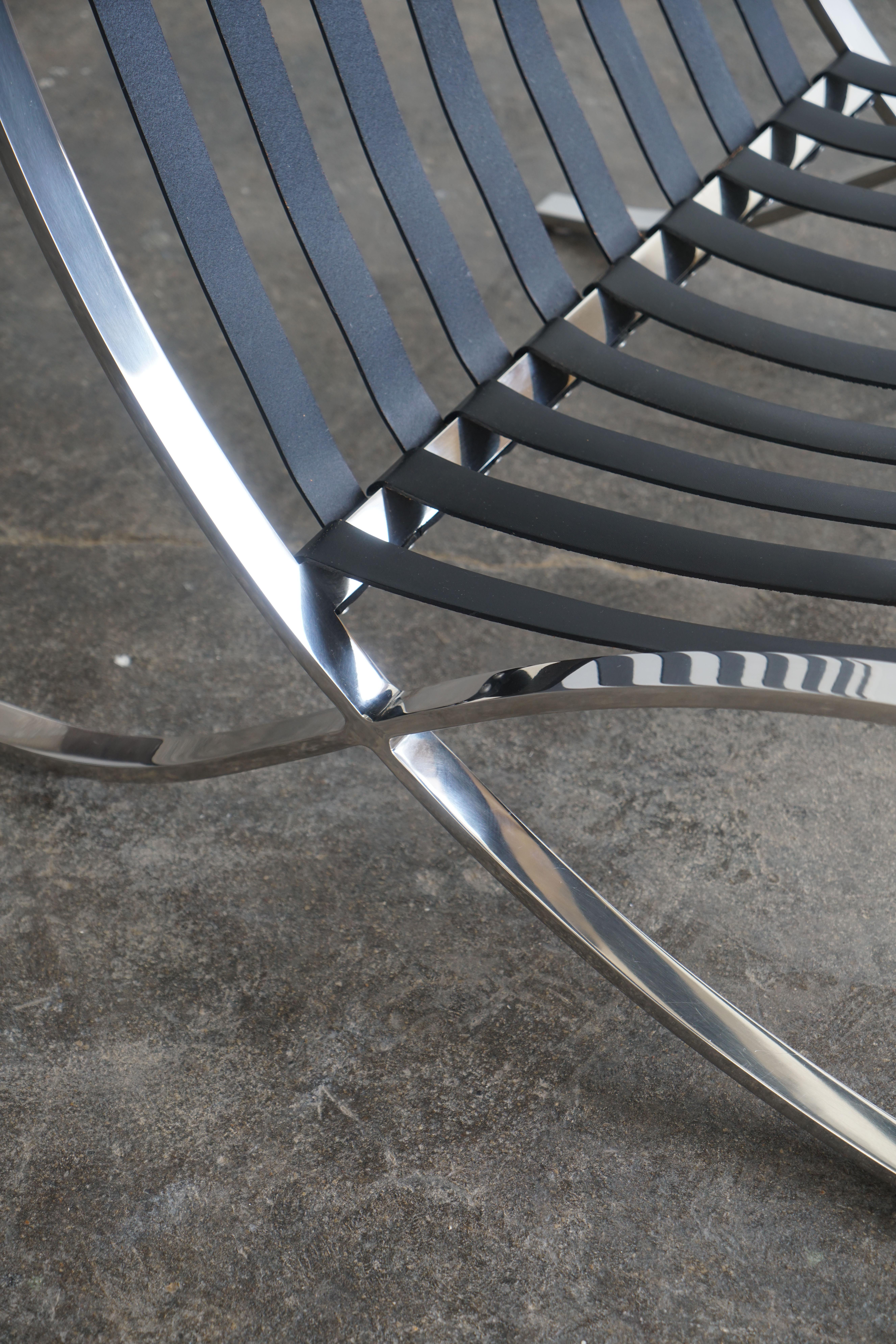 Knoll Barcelona Lounge Chairs by Mies van der Rohe, Black Leather For Sale 10