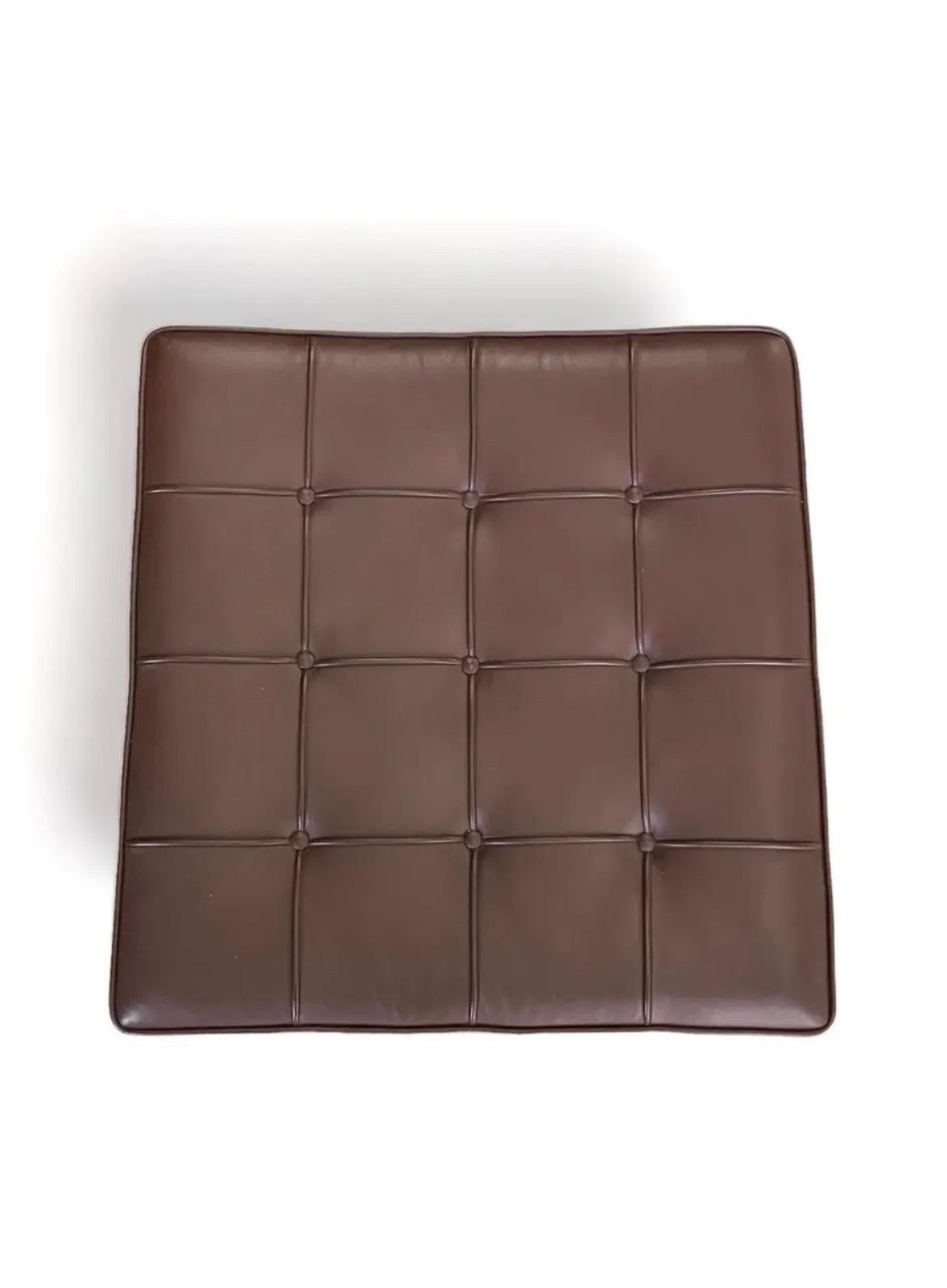 Modern Set of 2 - Knoll Barcelona Ottomans Dark Brown Leather For Sale