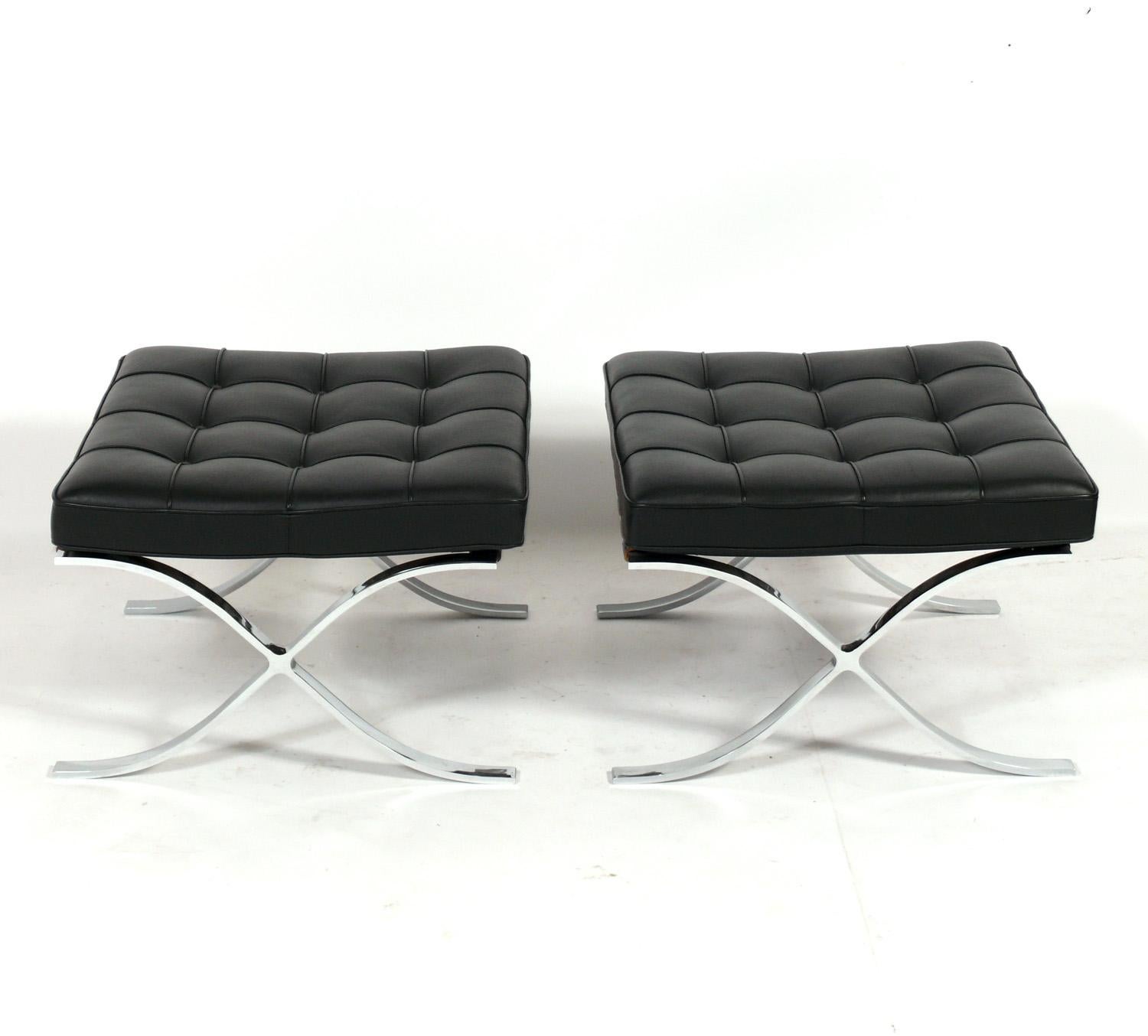 Mid-Century Modern Knoll Barcelona Stools by Mies van der Rohe