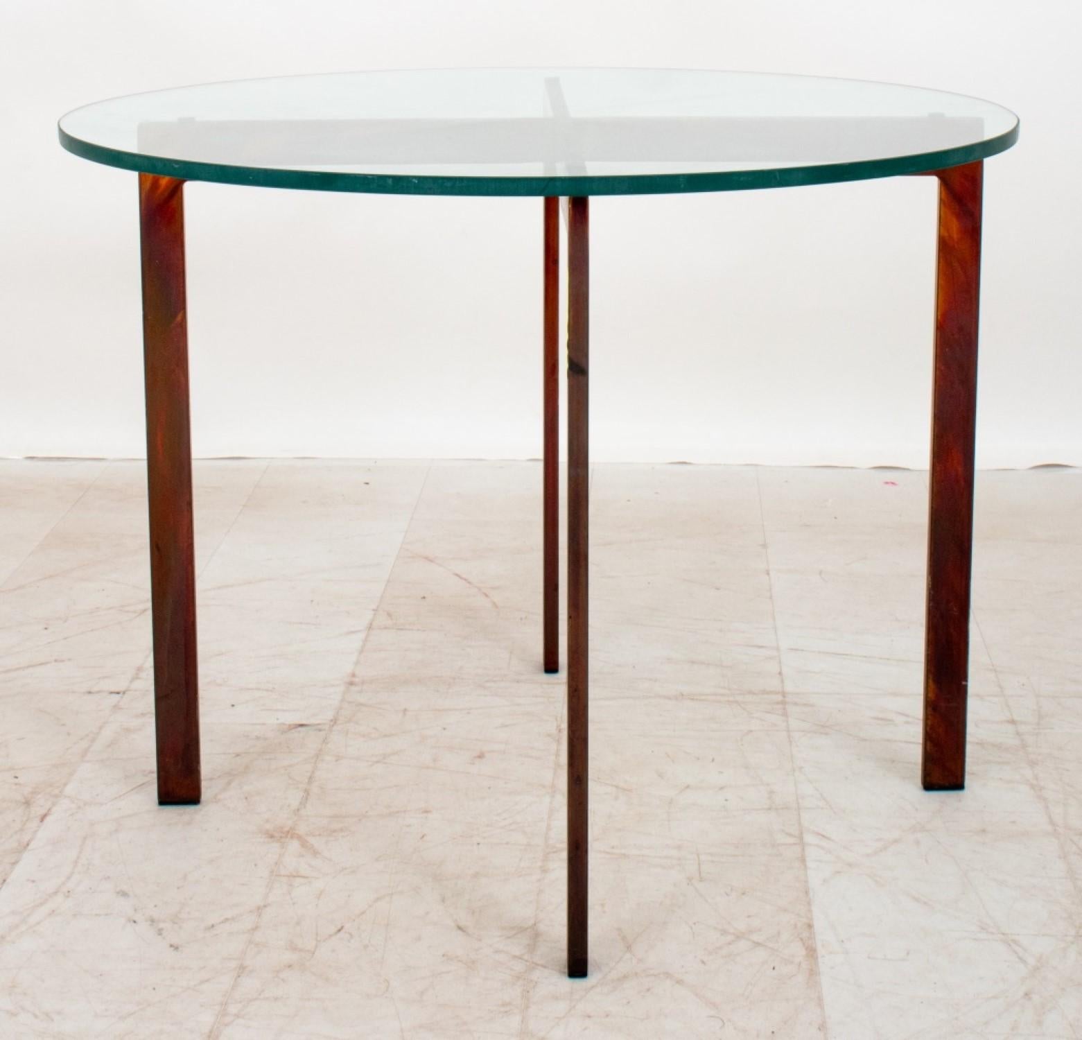 Knoll Barcelona Style Glass Top Side Table In Good Condition For Sale In New York, NY