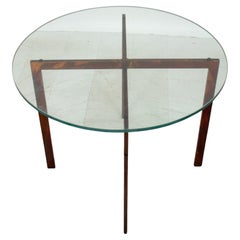 Vintage Knoll Barcelona Style Glass Top Side Table