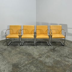 Knoll Beige Leather Brno Tubular Chair by Ludwig Mies van der Rohe, Set of Four