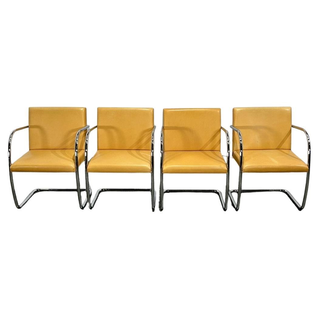 Chaise tubulaire Brno Knoll en cuir beige de Ludwig Mies van der Rohe