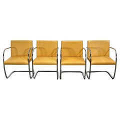 Knoll Beige Leather Brno Tubular Chair by Ludwig Mies van der Rohe, Set of Four