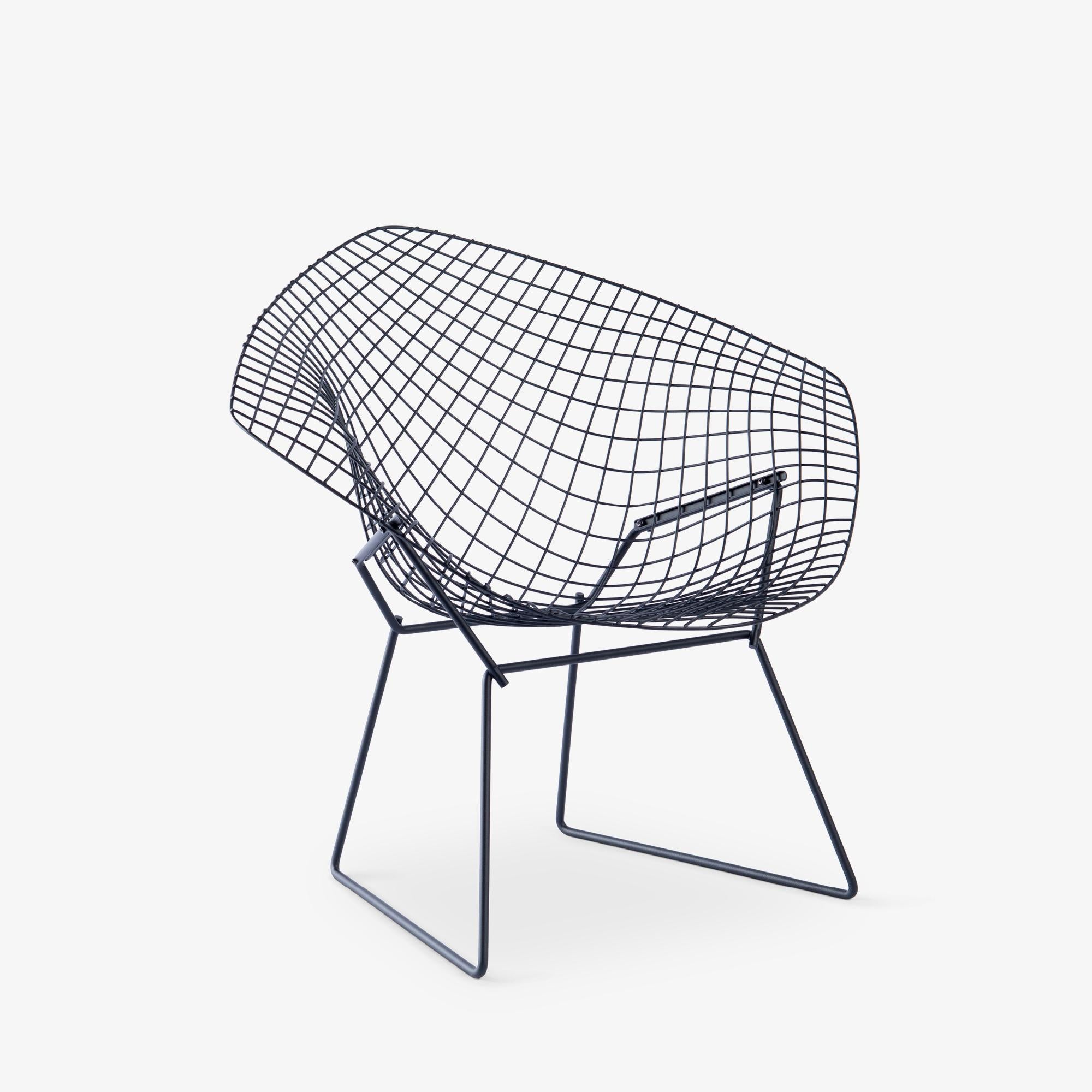 Mid-Century Modern Knoll Bertoia Diamond Chair en noir mat en vente