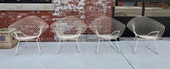 Knoll Bertoia Diamond Chairs, White, Set of Four, Welded / Coated version