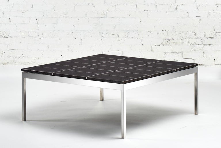Knoll Black Granite and Stainless Steel Coffee Table, 1970 For Sale at