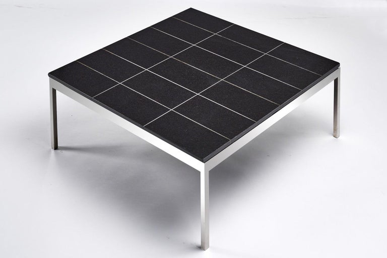 Knoll Black Granite and Stainless Steel Coffee Table, 1970 For Sale at