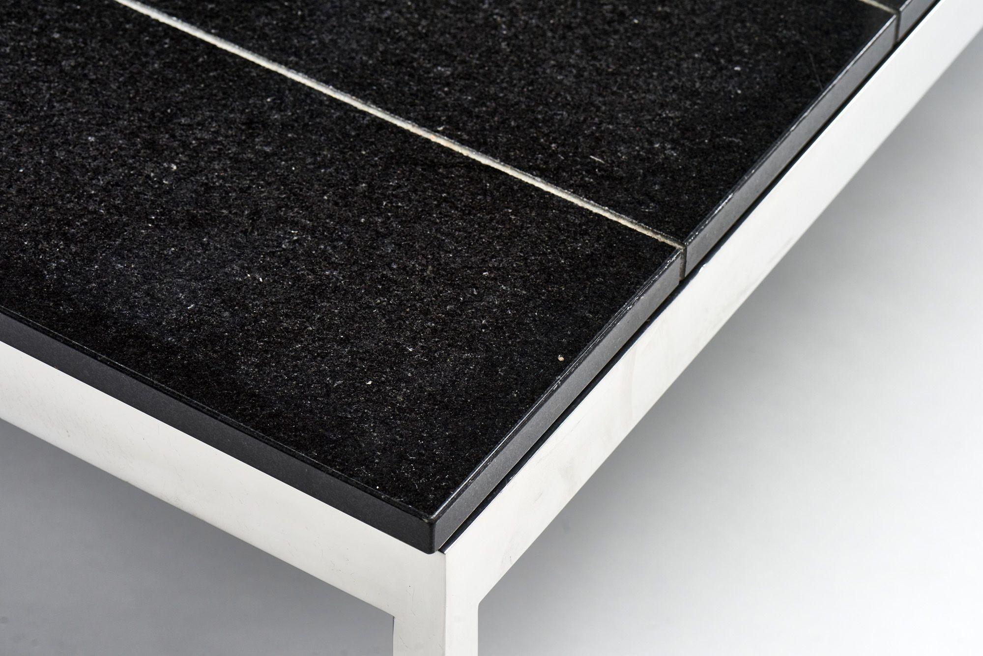 Knoll Black Granite and Stainless Steel Coffee Table, 1970 In Good Condition For Sale In Chicago, IL