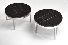 Knoll Black Granite and Stainless Steel Side/End Tables, 1980