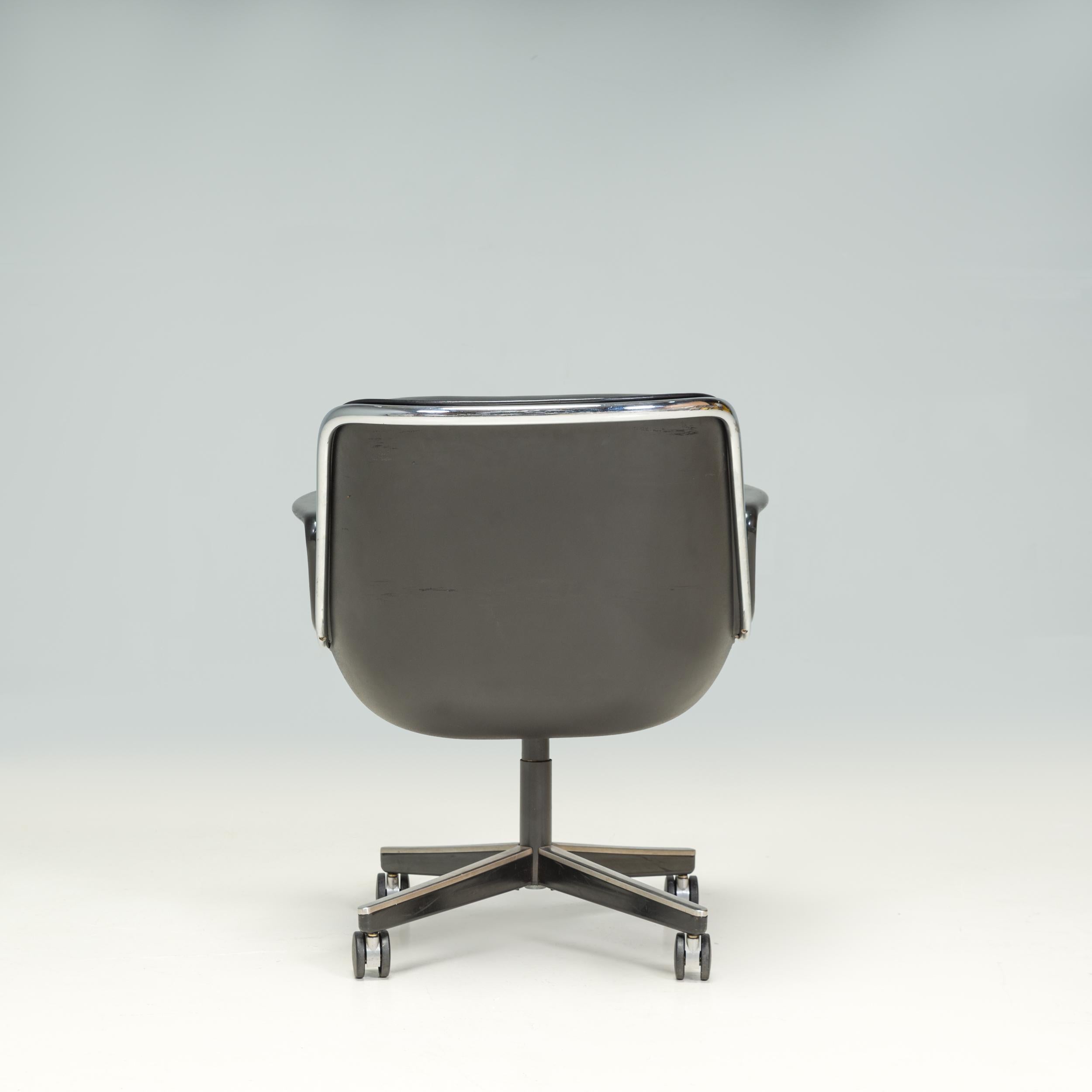 Mid-20th Century Knoll Black Leather Pollock Executive Office Chair, 1960's