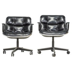 Used Knoll Black Leather Pollock Executive Office Chair, Set of 2