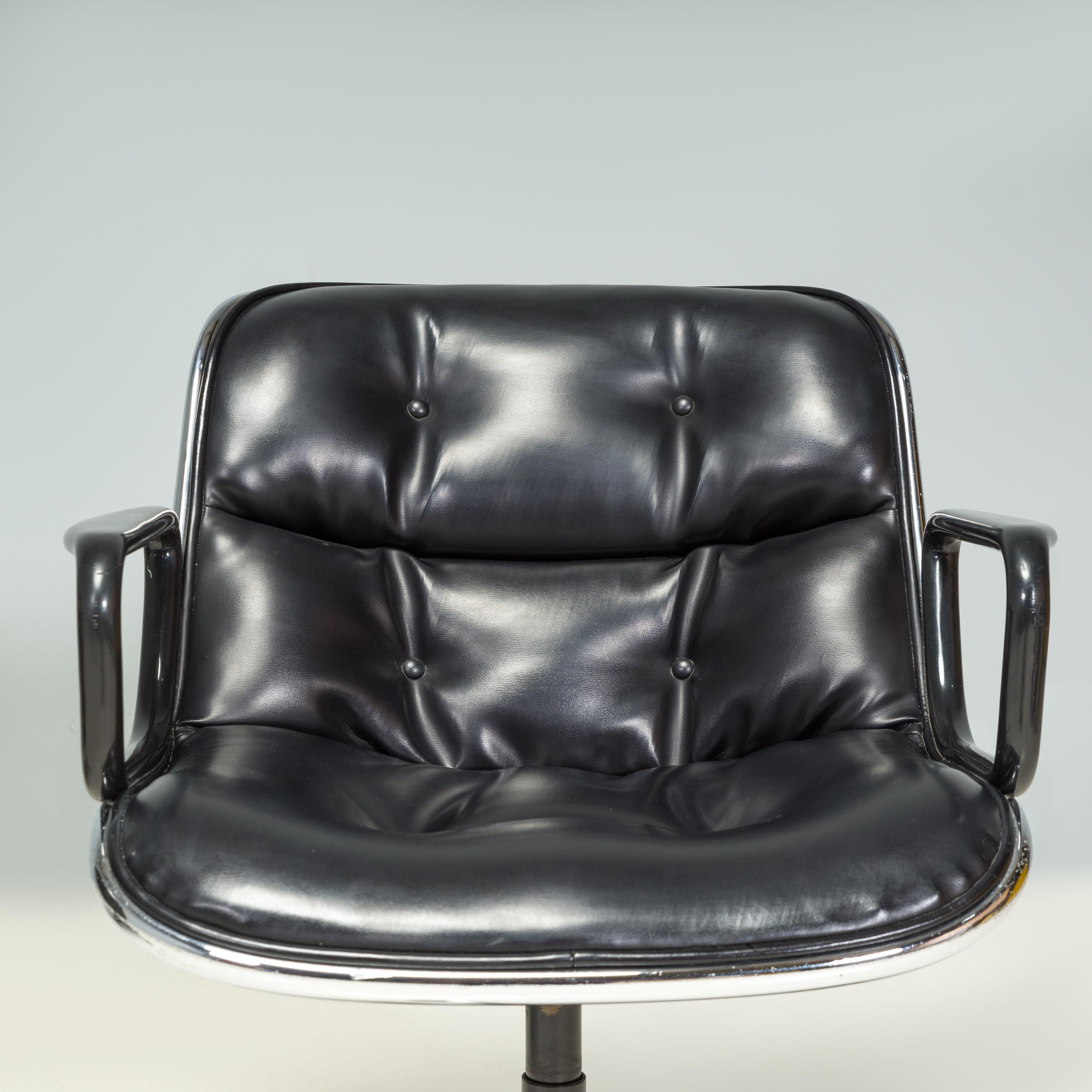 Mid-20th Century Mid Century Knoll Black Leather Pollock Executive Office Chair, 1960's