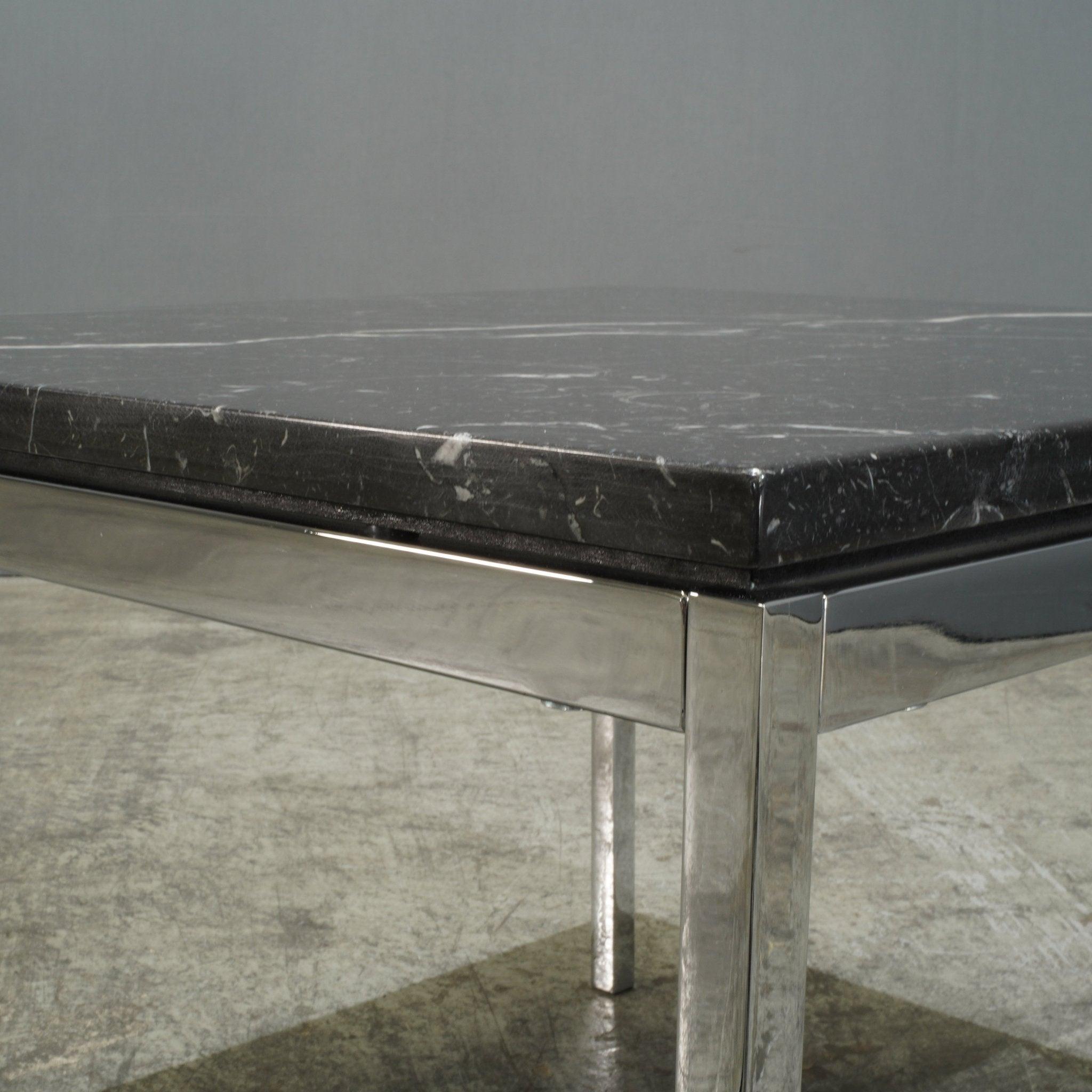 Contemporary Knoll Black Marble Square Coffee Table