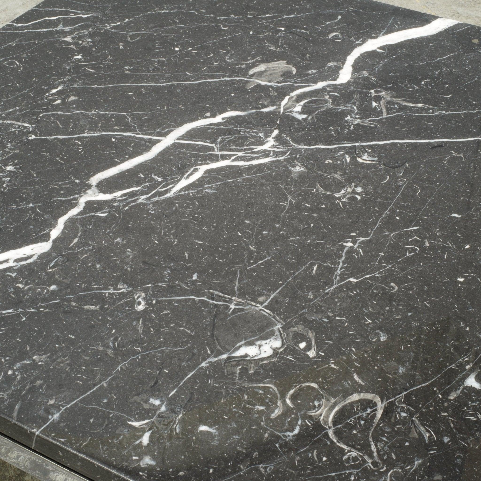 Steel Knoll Black Marble Square Coffee Table