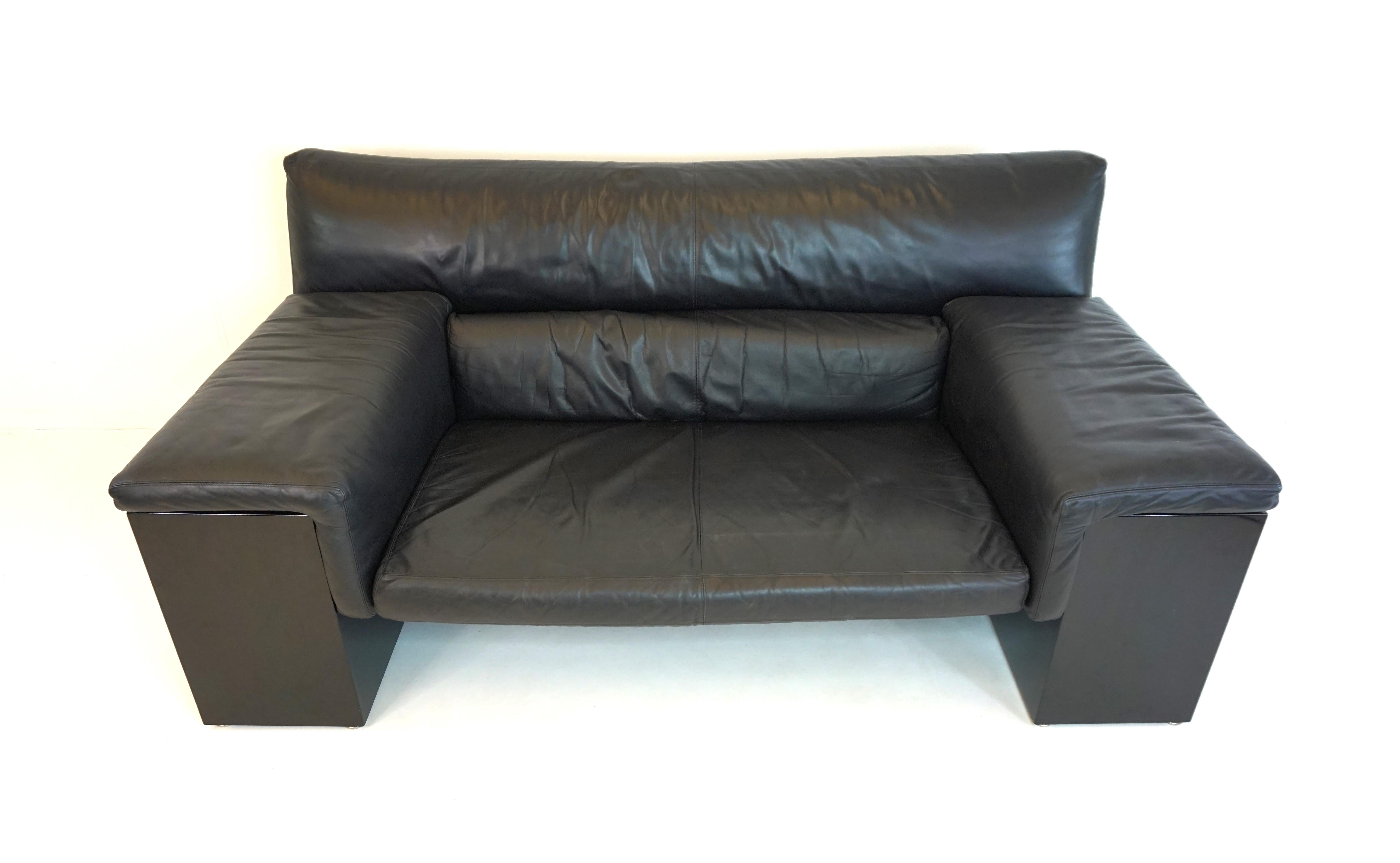 German Knoll Brigadier 2 seater leather sofa by Cini Boeri