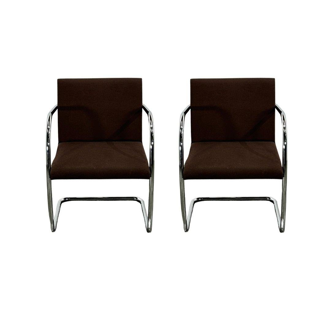 Silla tubular Knoll Brno Marrón de Ludwig Mies van der Rohe, set de dos piezas Estadounidense en venta
