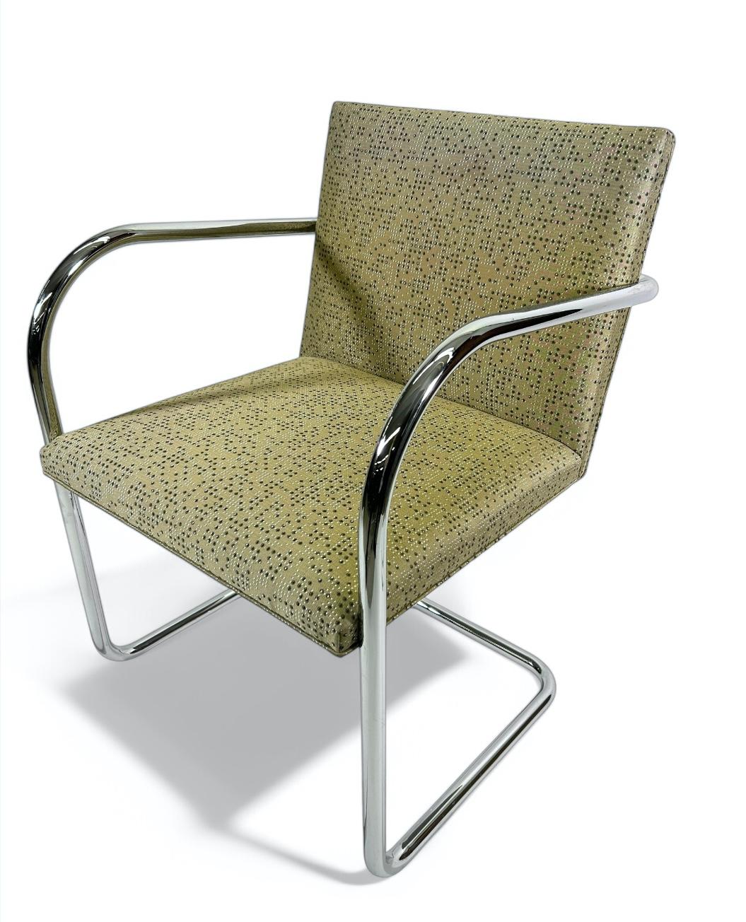 American Knoll Brno Chrome Tubular Chairs by Mies Van Der Rohe Armchair For Sale
