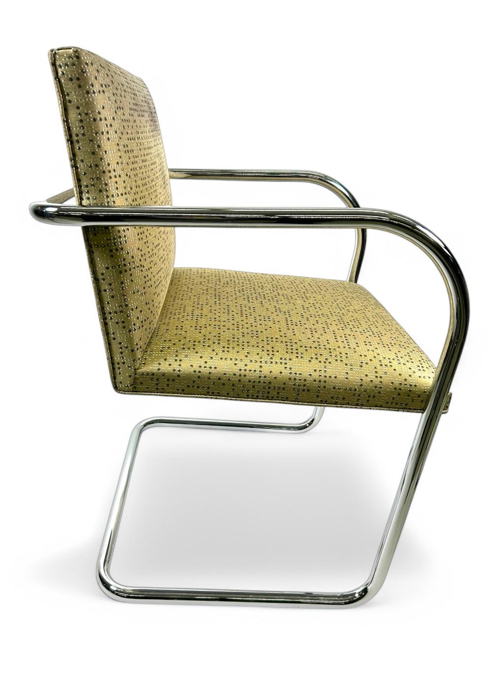 Hand-Crafted Knoll Brno Chrome Tubular Chairs by Mies Van Der Rohe Armchair For Sale