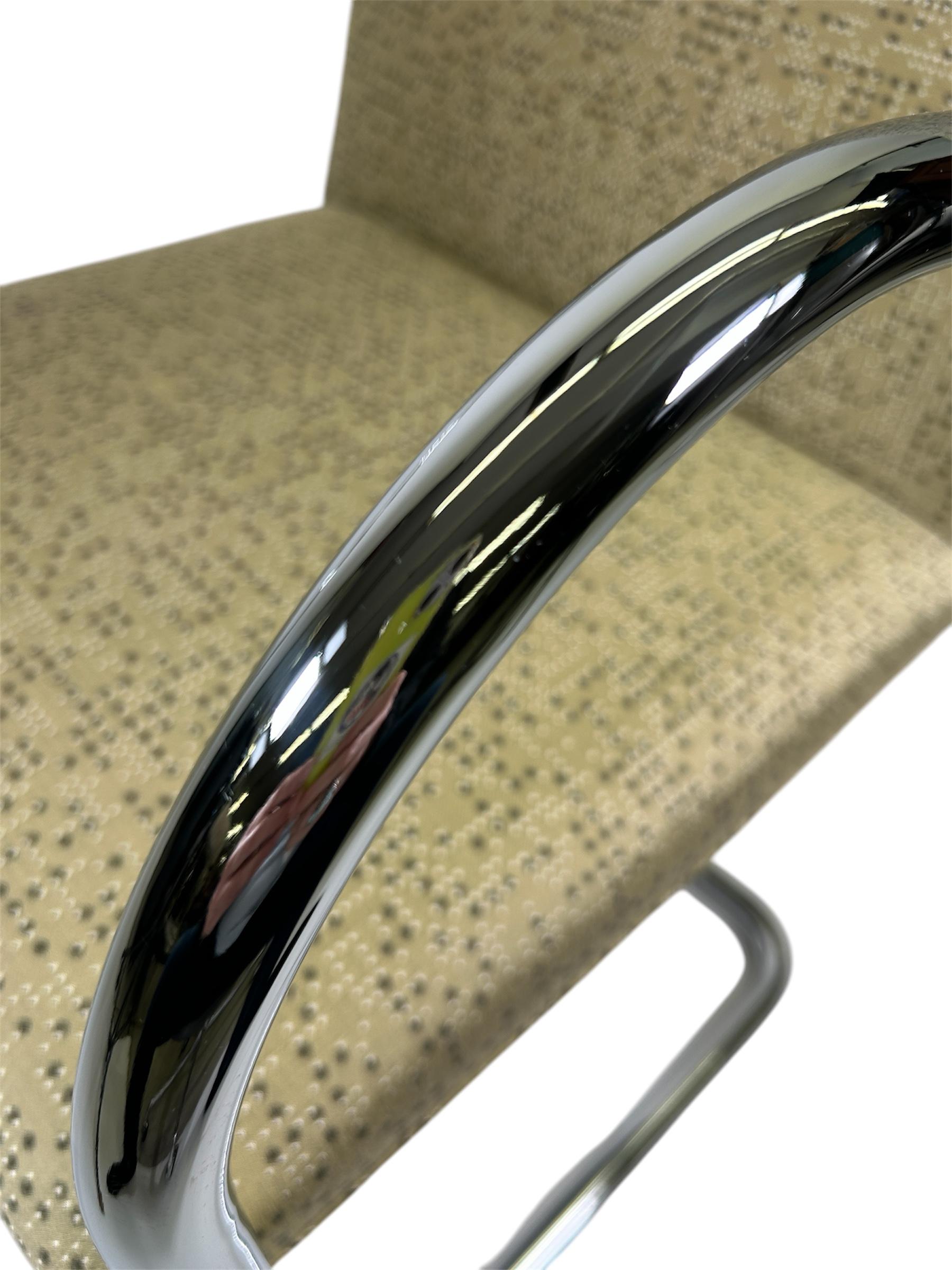 Knoll Brno Chrome Tubular Chairs by Mies Van Der Rohe Armchair In Good Condition For Sale In Wilton, CT