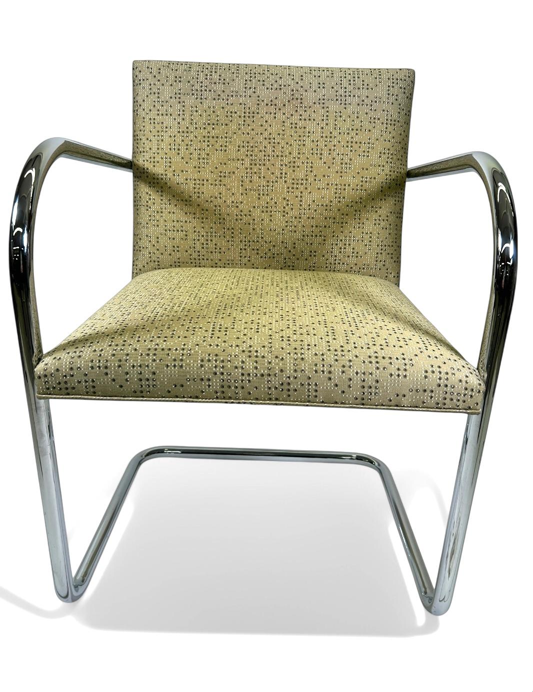 Upholstery Knoll Brno Chrome Tubular Chairs by Mies Van Der Rohe Armchair For Sale