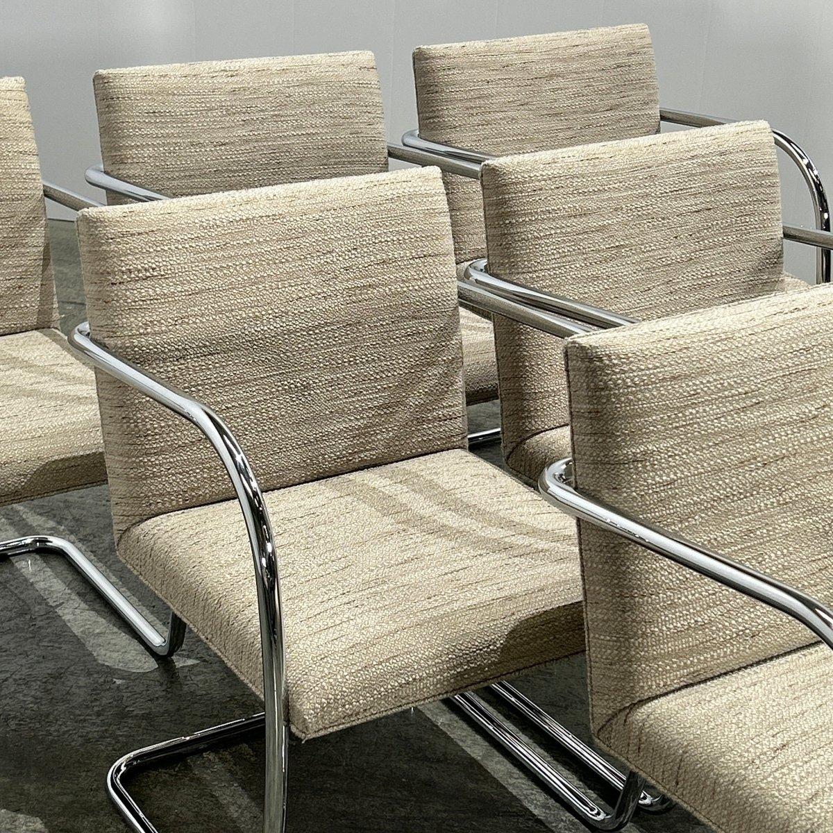 Americano Sedia tubolare Knoll Brno Cream di Ludwig Mies van der Rohe, set di sei pezzi in vendita