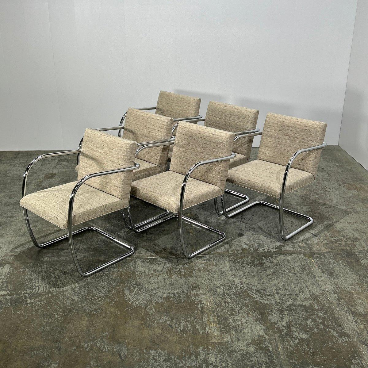 Sedia tubolare Knoll Brno Cream di Ludwig Mies van der Rohe, set di sei pezzi in vendita 1