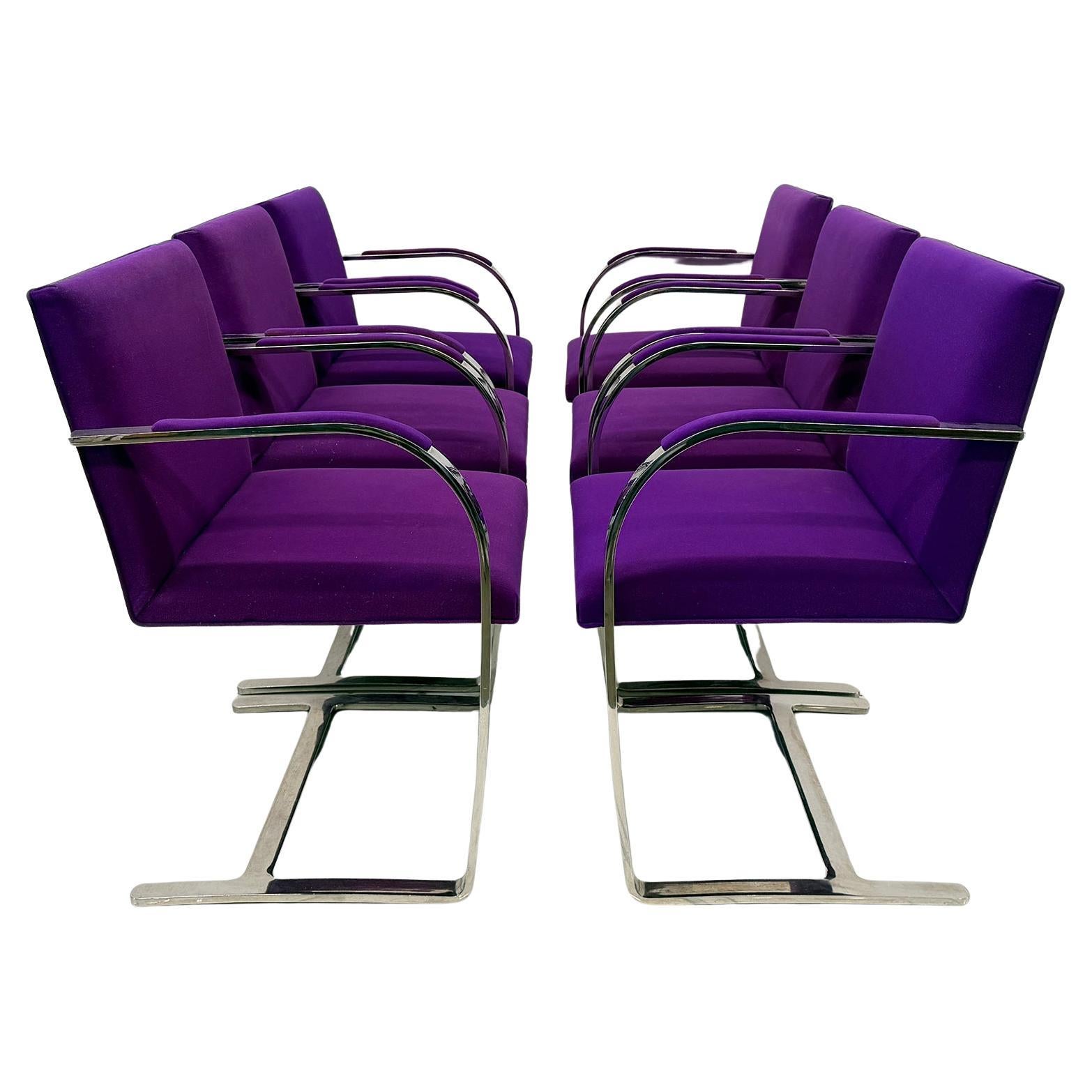 Knoll BRNO Flat Bar Armchairs by Mies van der Rohe, Set of 6 im Angebot