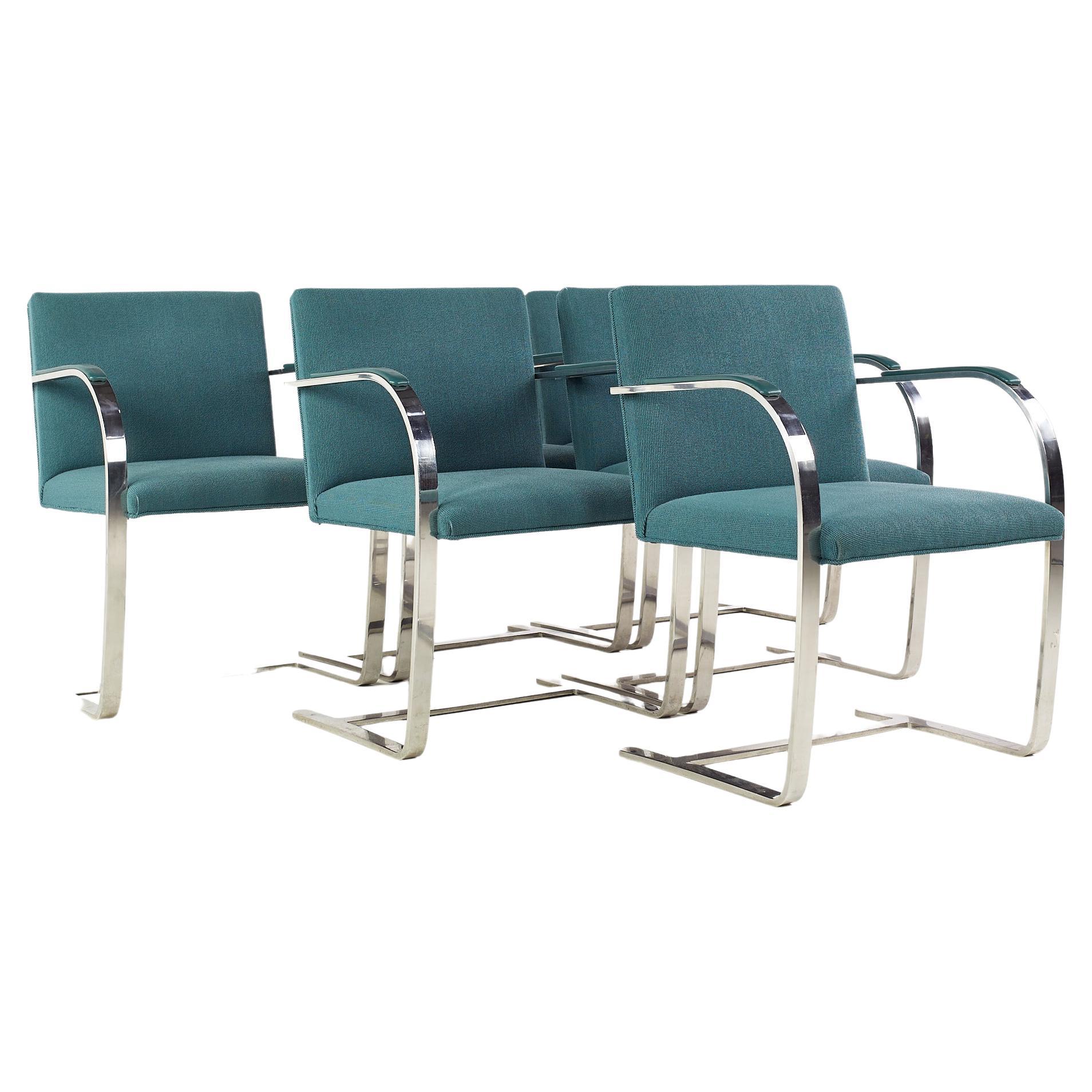 Knoll Brno Flat Bar Chrome and Fabric Arm Chairs - Set of 6