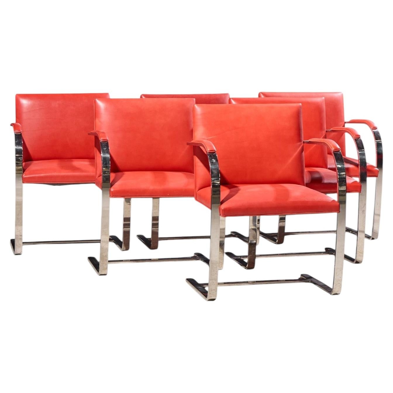 Chaises de salle à manger en chrome du milieu du siècle de Knoll - Lot de 6