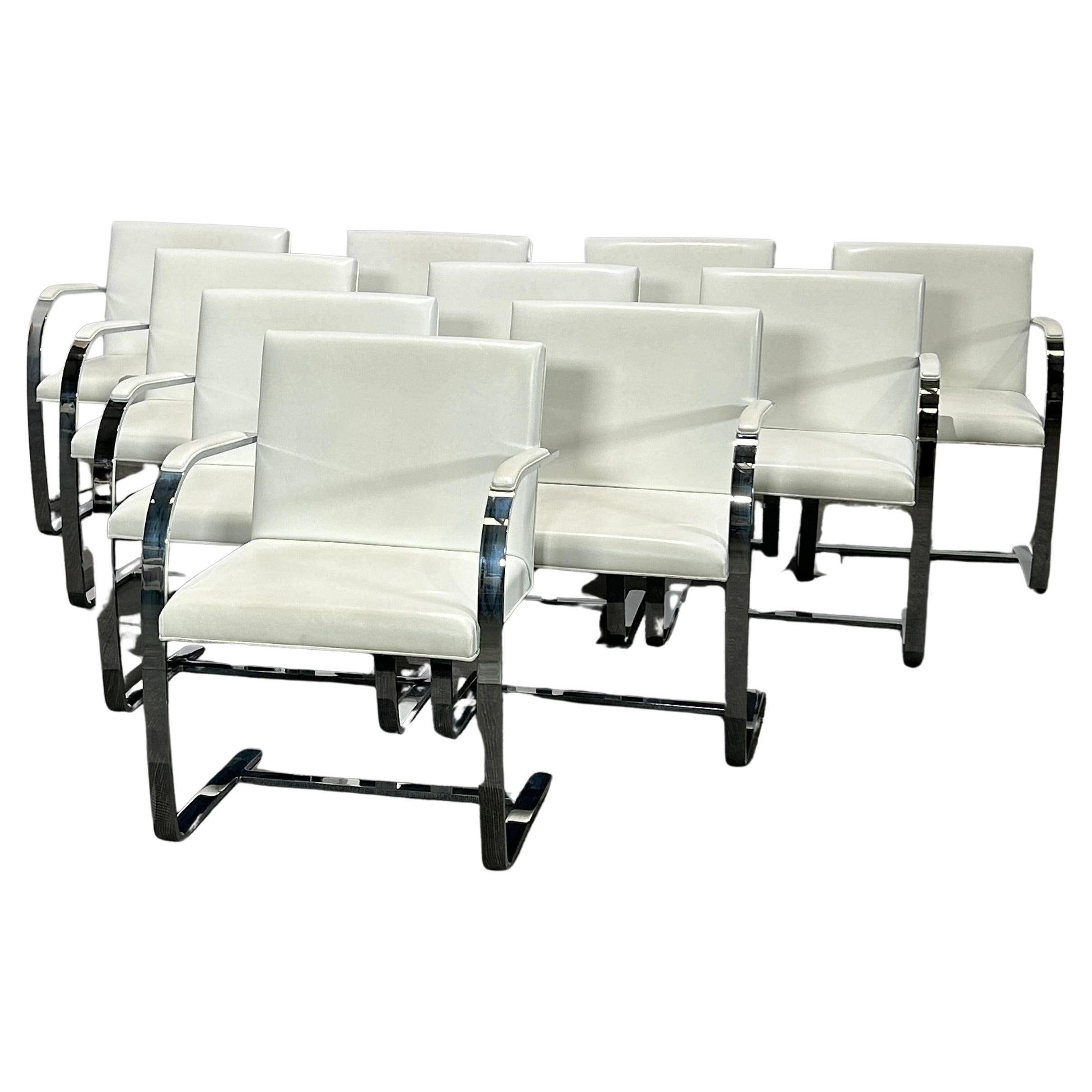 Knoll Brno Flat Bar Side Chairs by Mies van Der Rohe, Set of Ten For Sale
