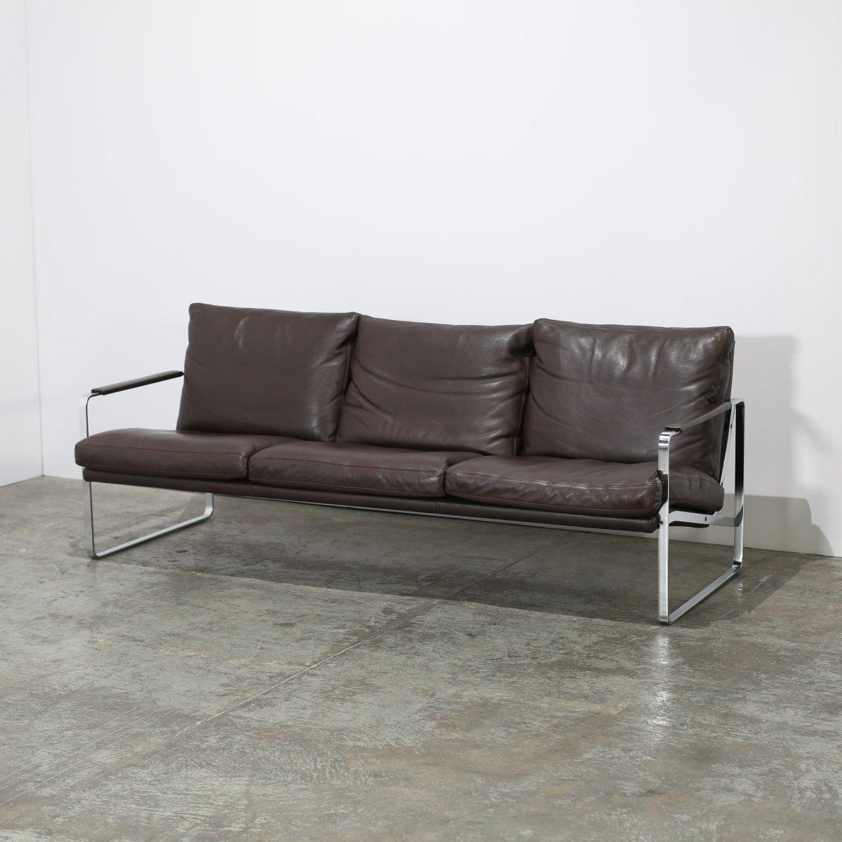 Sofá Knoll Fabricius de piel marrón Moderno de mediados de siglo en venta
