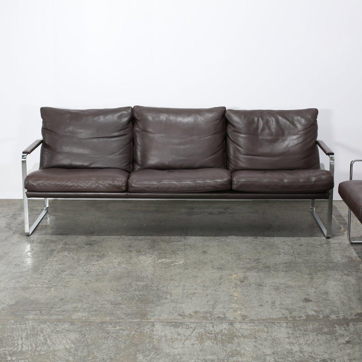Sofá Knoll Fabricius de piel marrón siglo XX en venta