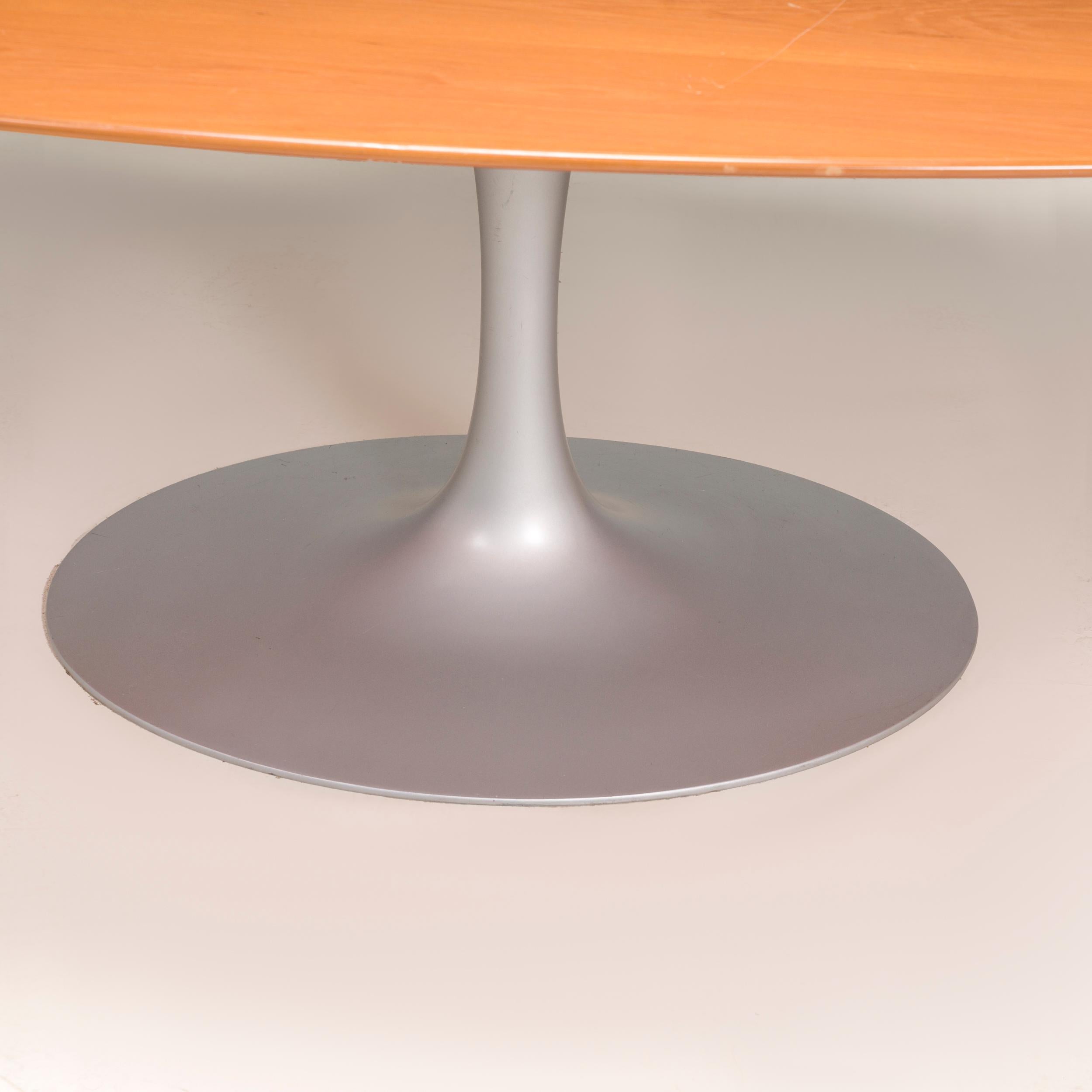 Contemporary Knoll by Eero Saarinen Oak Wooden Oval Pedestal Dining Table