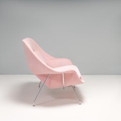 Knoll by Eero Saarinen Womb Dusty Pink Velvet Settee Sofa