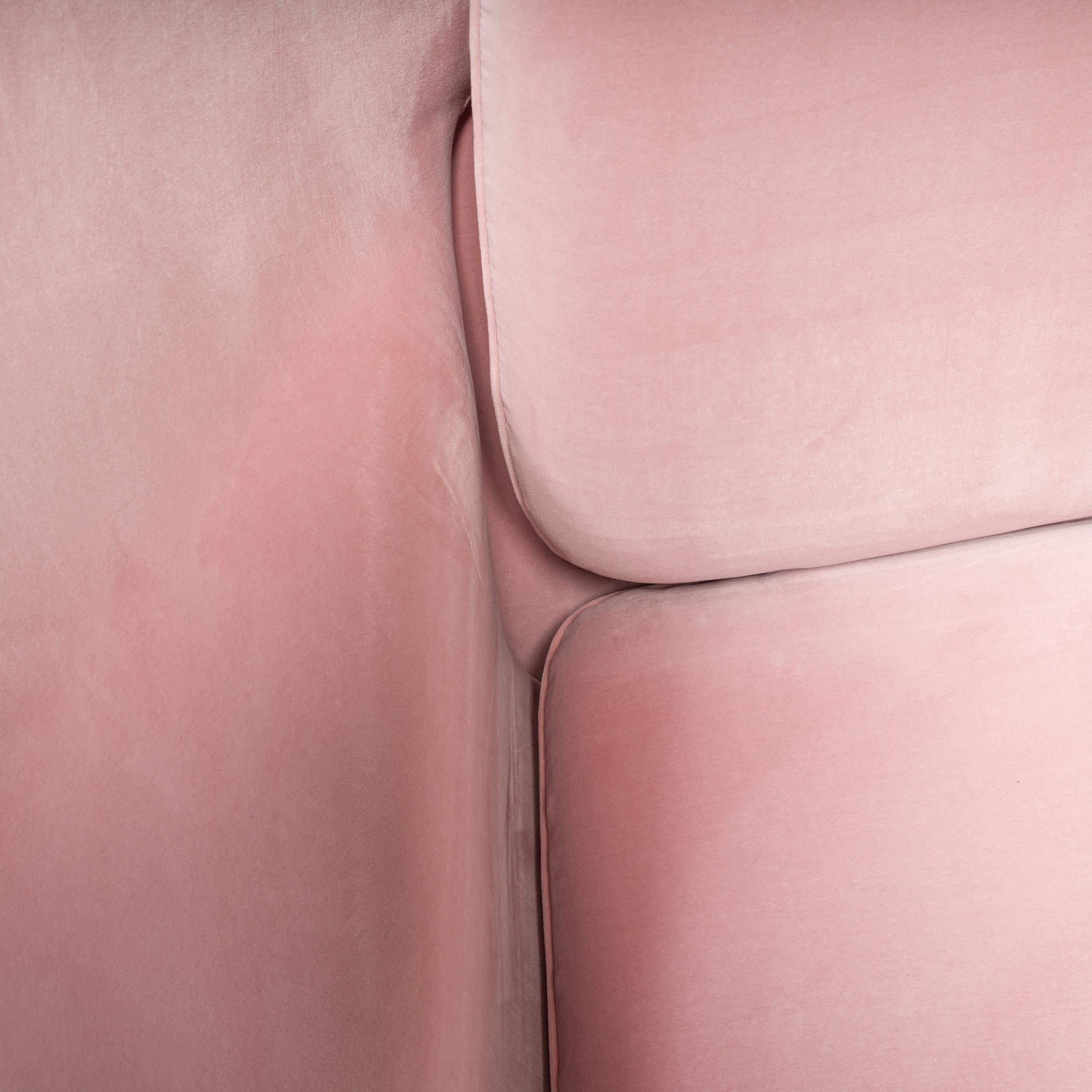 Contemporary Knoll by Eero Saarinen Womb Dusty Pink Velvet Settee Sofa
