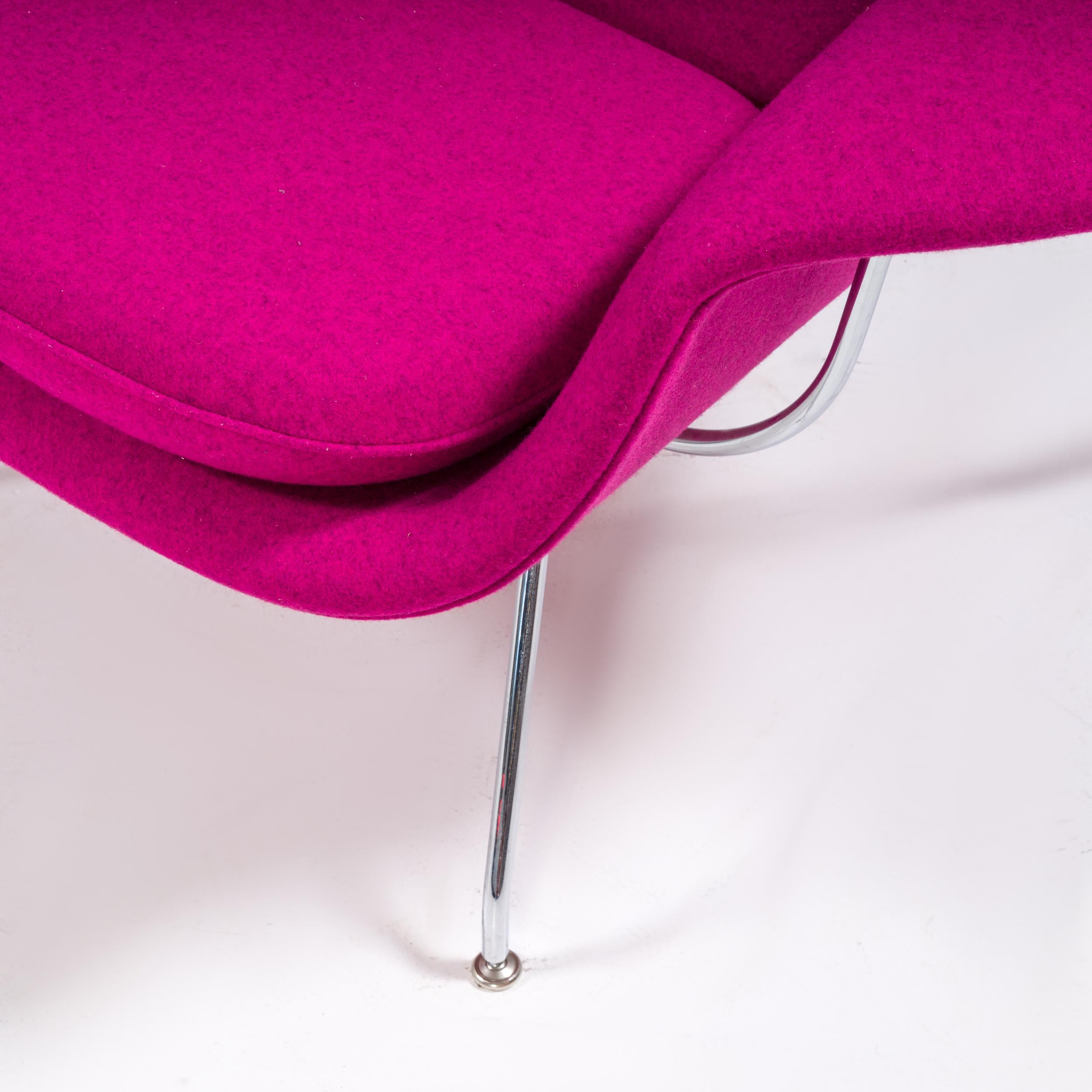 Contemporary Knoll by Eero Saarinen Womb Purple Armchair and Footstool