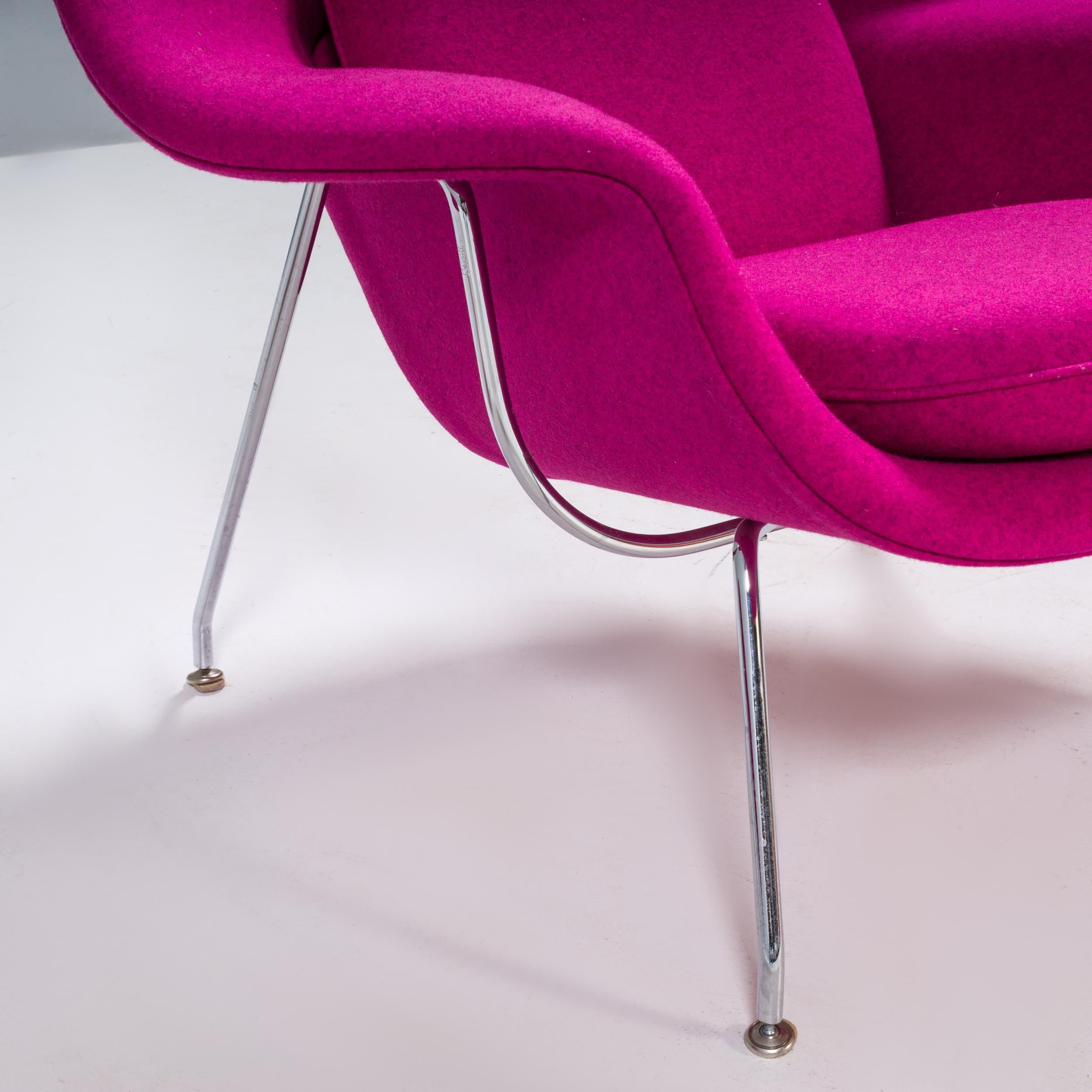 German Knoll by Eero Saarinen Womb Purple Armchair and Footstool