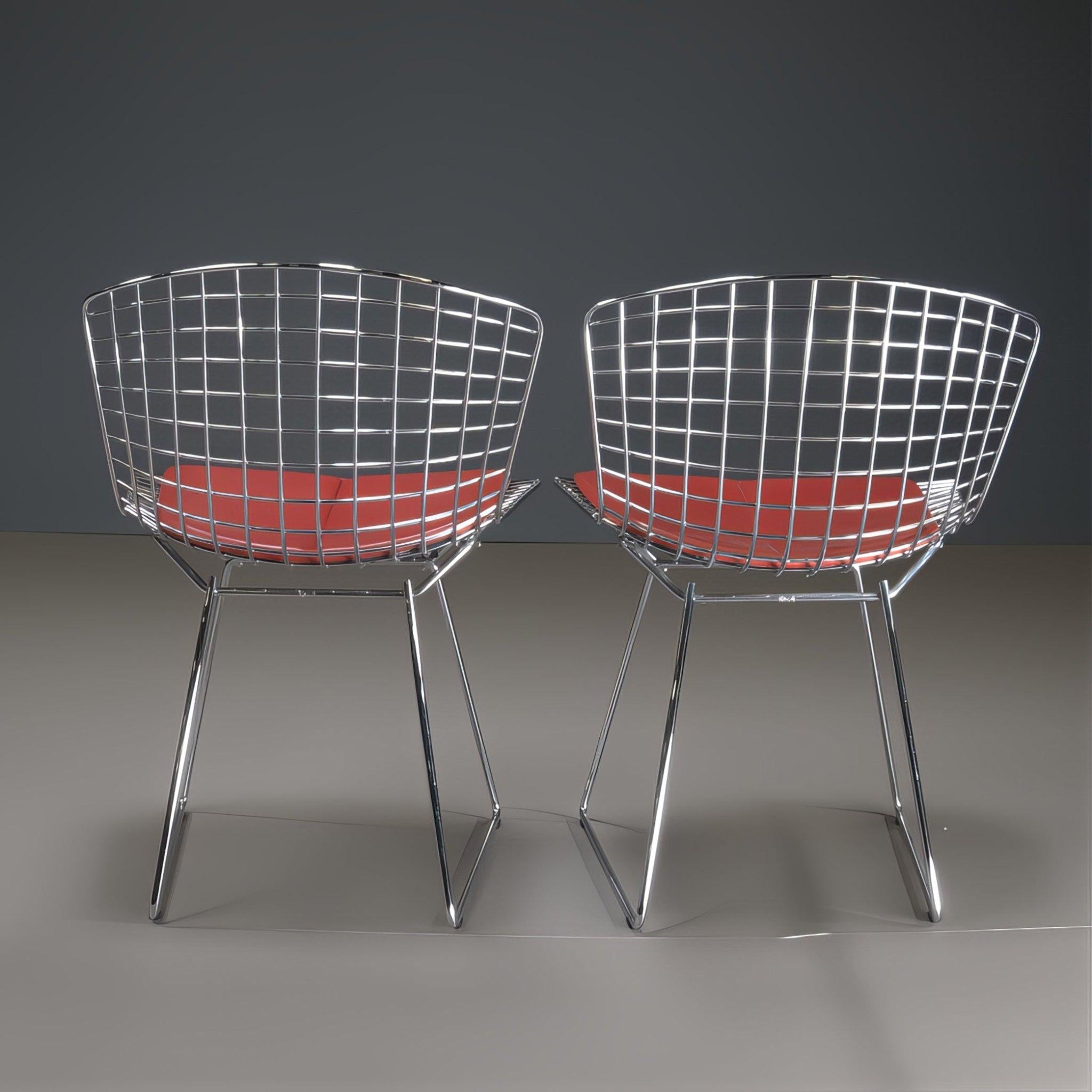 Italian Knoll by Harry Bertoia Dining Chairs, Set of Four