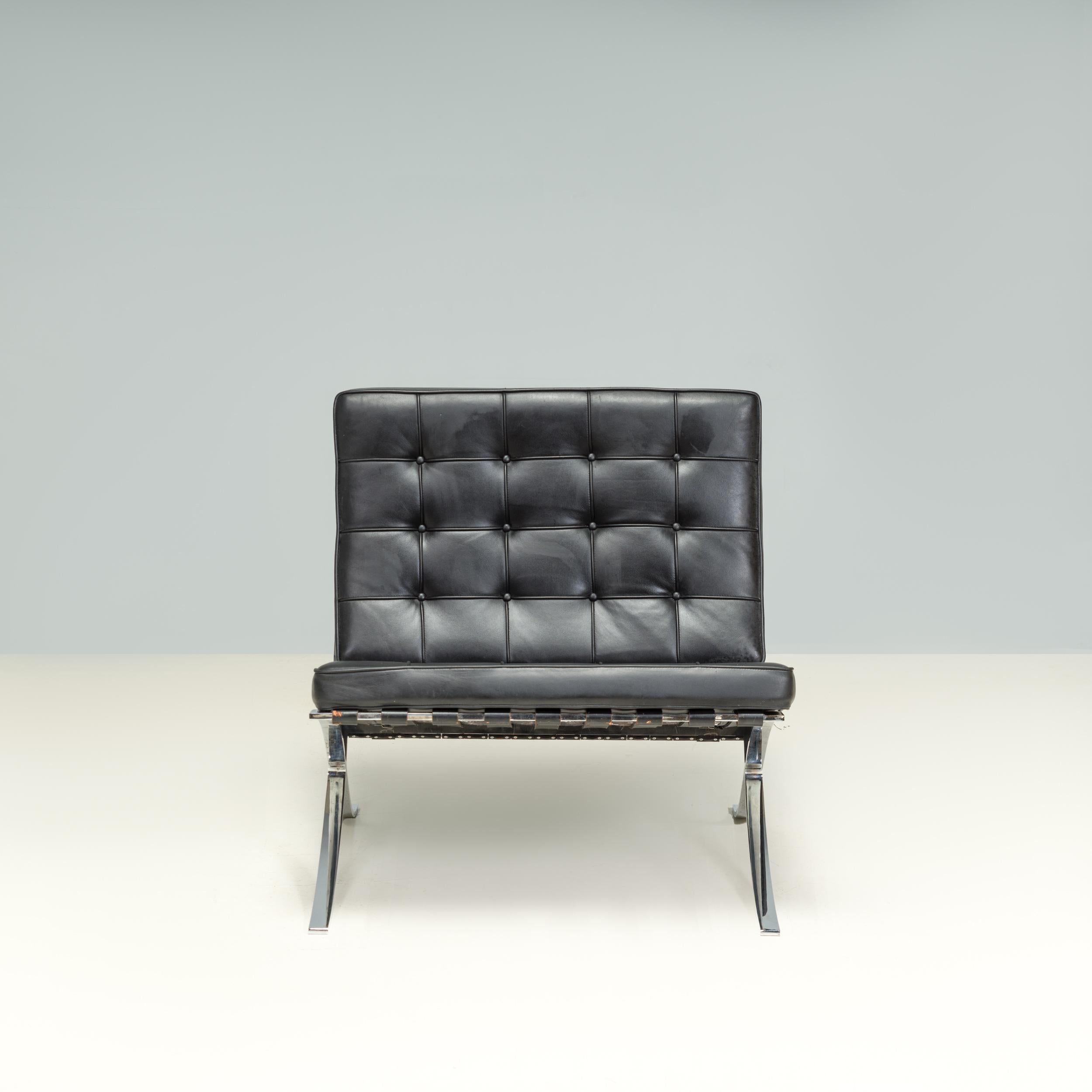 Originally designed by Ludwig Mies Van der Rohe and Lilly Reich in 1925 and introduced at the Internal Exposition hosted in Barcelona in 1929, the Barcelona chair has since become one of the most iconic designs of the 20th century.

Produced by