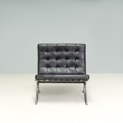 Sillón Barcelona de piel negra Knoll by Ludwig Mies van der Rohe & Lilly Reich