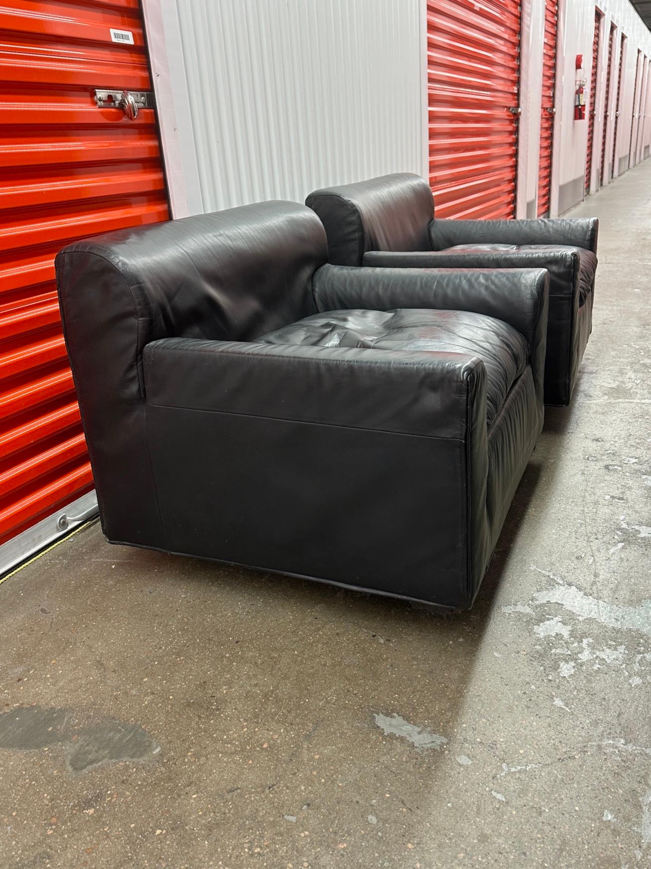 Postmoderno Sedie Knoll By Otto Zapf in pelle nera, una coppia in vendita