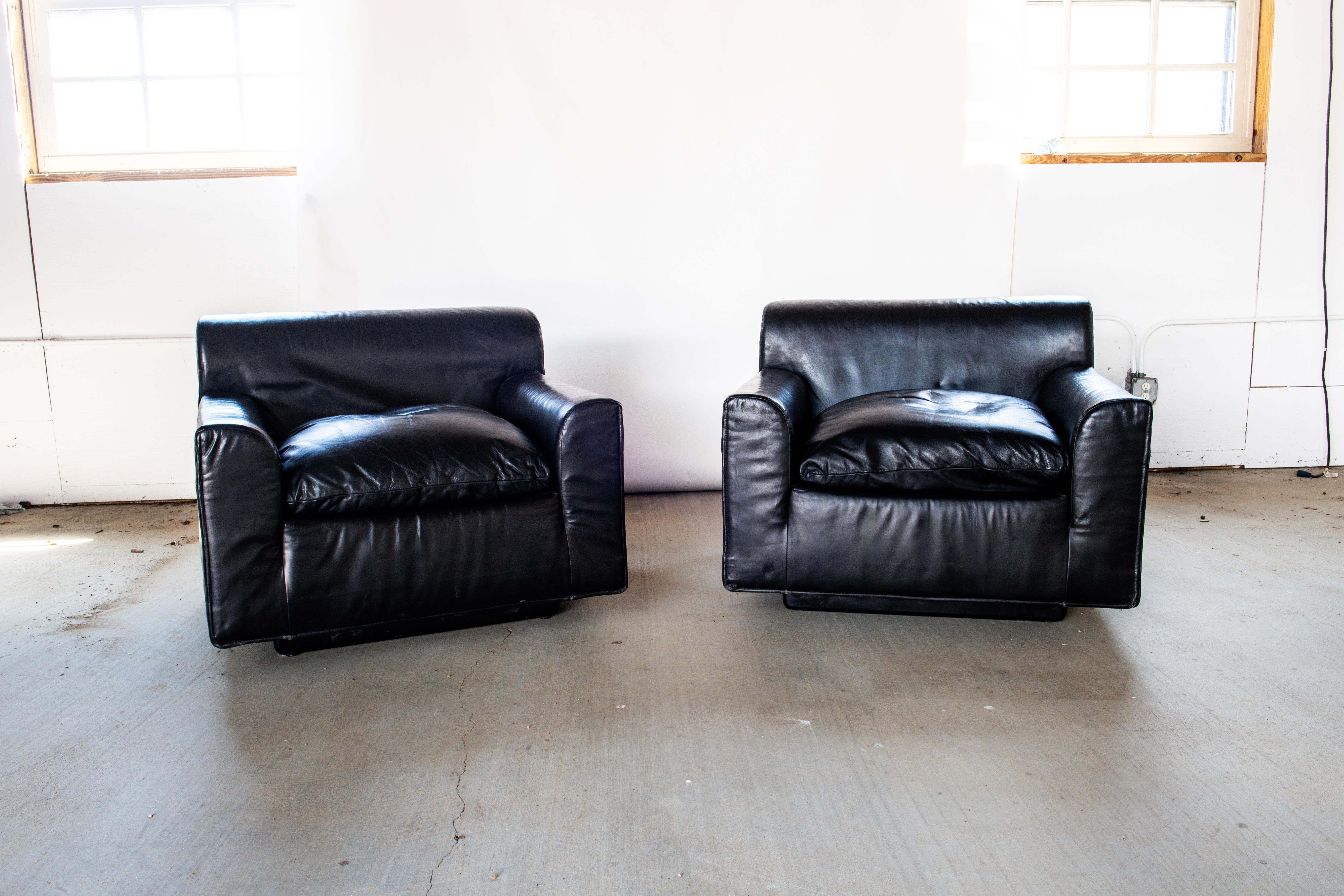 Americano Sedie Knoll By Otto Zapf in pelle nera, una coppia in vendita