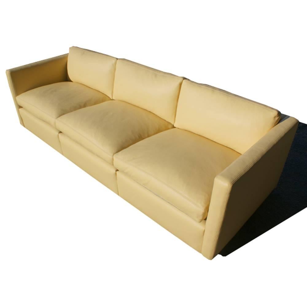 Knoll Charles Pfister 1053-P Sofa Three-Seat Leather In Good Condition In Pasadena, TX